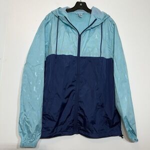 Jeffree Star Aqua And Blue Windbreaker With Metallic Stars, Hood Full Zip Size L